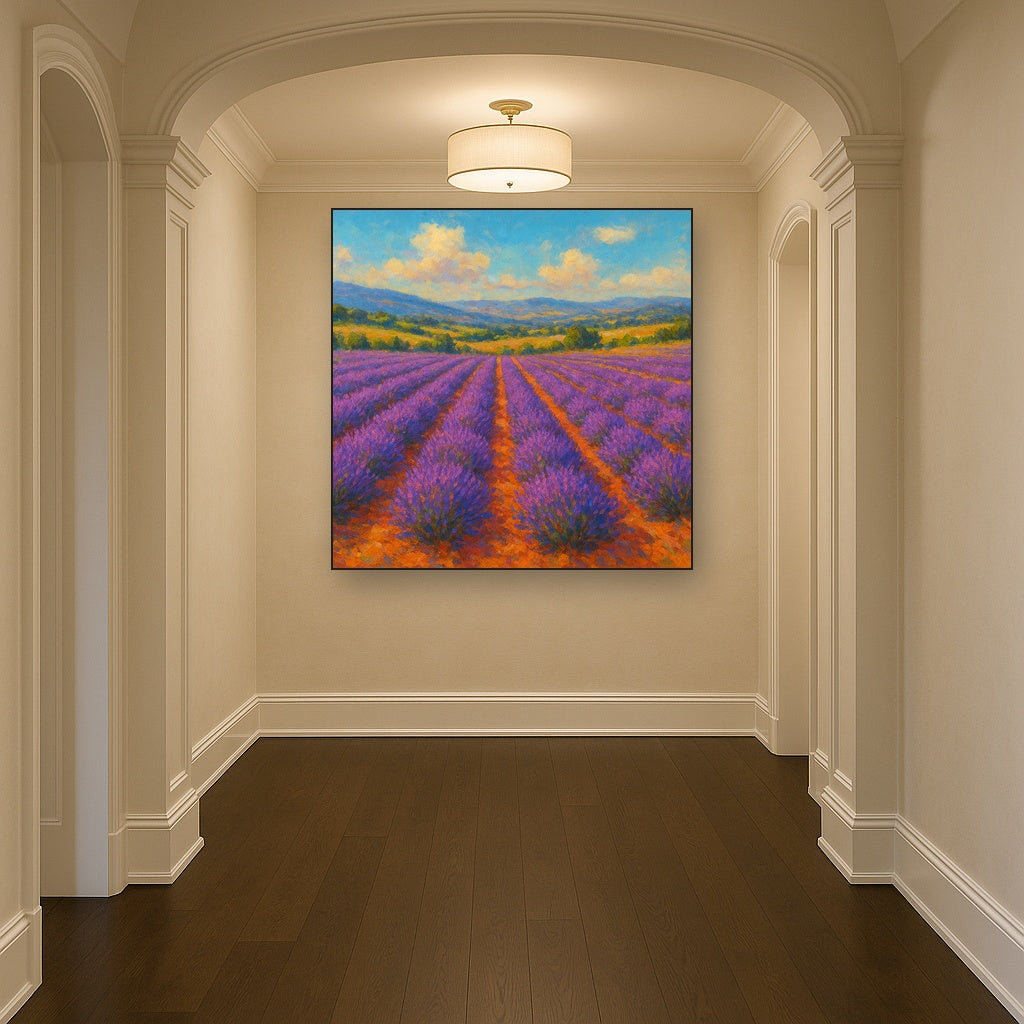Sun-Drenched Lavender Field in Provence Vista Fine Art Oil Painting - View 5