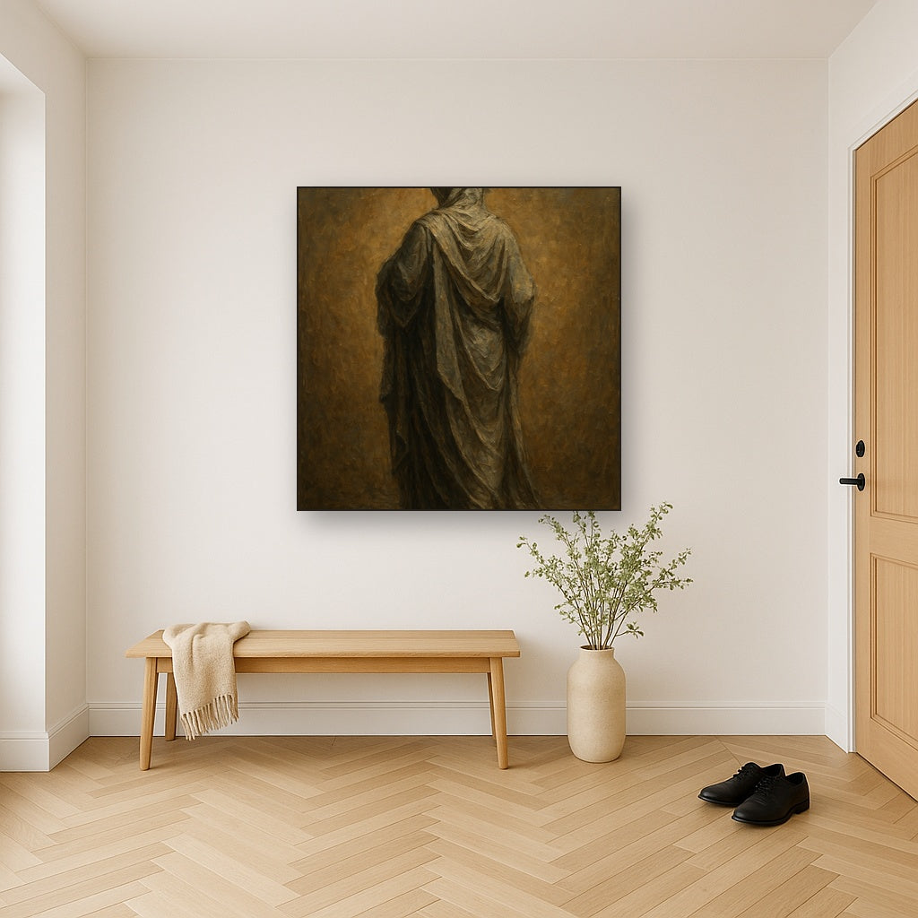 Renaissance Draped Silhouette No. 4 Oil Painting - Styled in Entryway Hallway