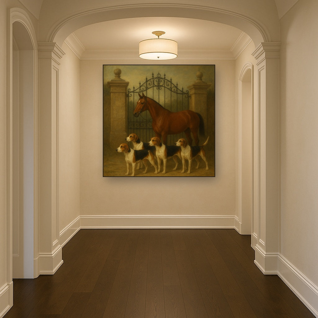 Hunting Hounds & Thoroughbred by Estate Gate No. 20 Oil Painting - View 5