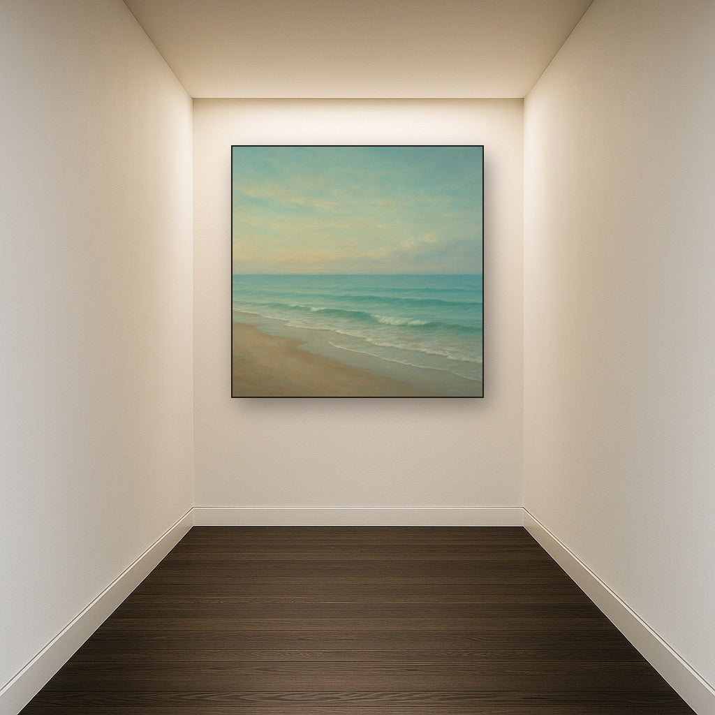 Tranquil Morning Tide over Soft Sand Beach No. 8 Fine Art Oil Painting - View 5