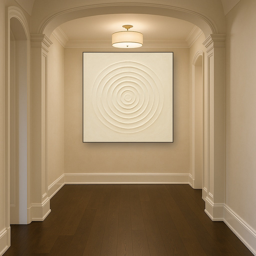 Concentric Zen Circles in Ivory No. 8 - Modern Fine Art Oil Painting - View 5