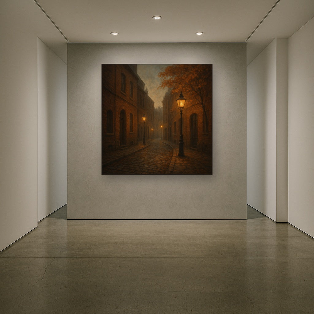 London Gaslamp Alley in Autumn Dusk No. 15 Oil Painting - View 5