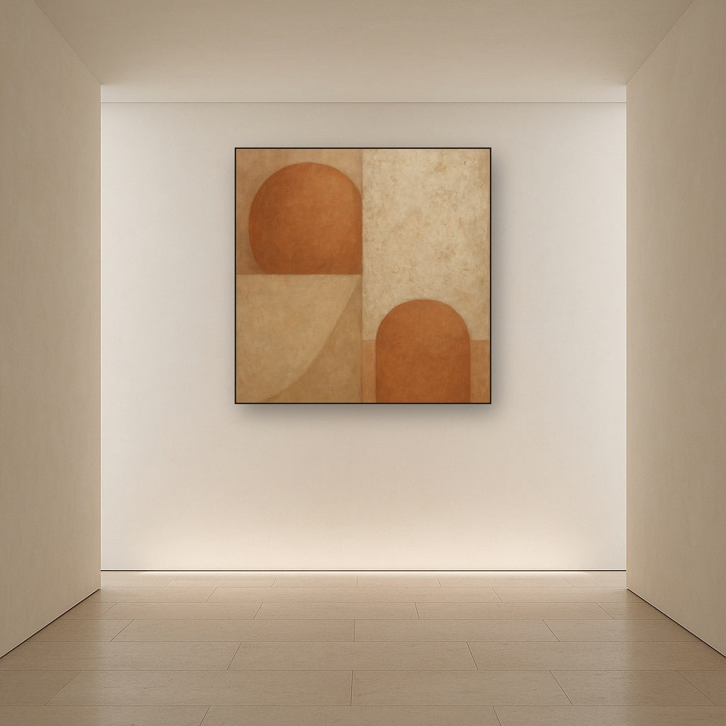 Earthy Terracotta & Weathered Plaster Wash No. 29 Oil Painting - View 5