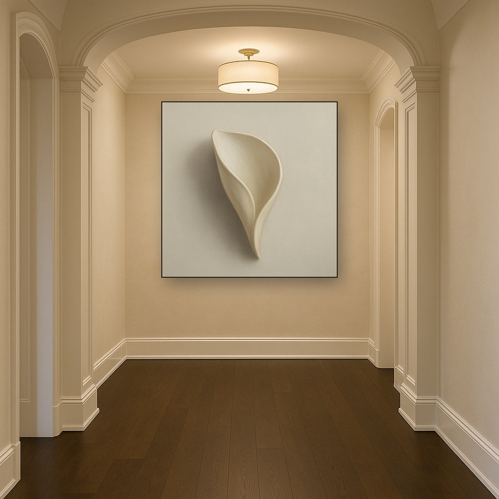 Sculpted Ivory Floral Contour No. 1 - Modern Fine Art Oil Painting - View 5