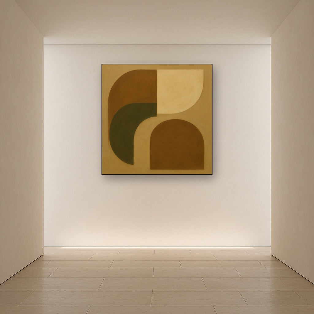 Minimalist Asymmetrical Balance in Raw Umber No. 8 Oil Painting - View 5