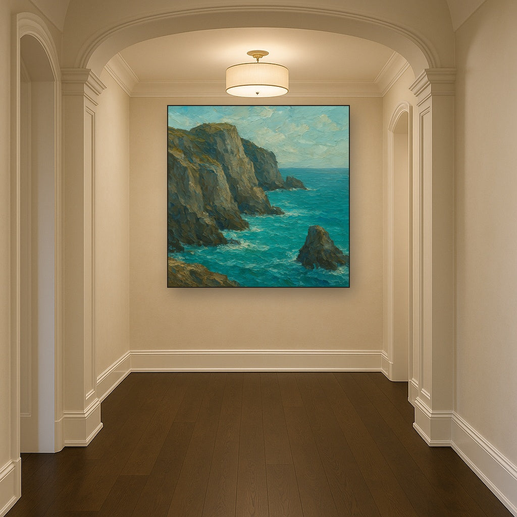Wild Coastal Cliff Heavy Knife Oil Painting - View 5