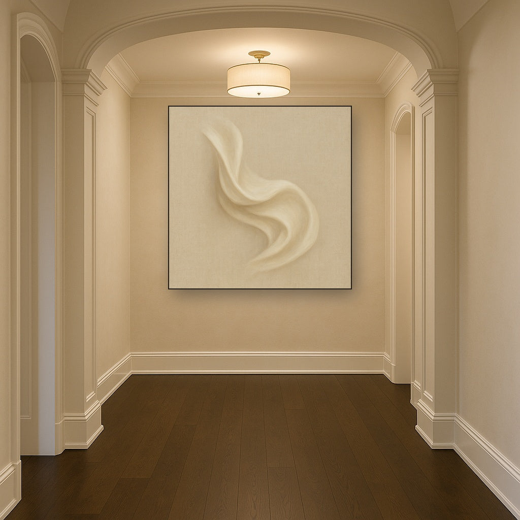Alabaster Linen Texture Fold No. 4 - Modern Fine Art Oil Painting - View 5