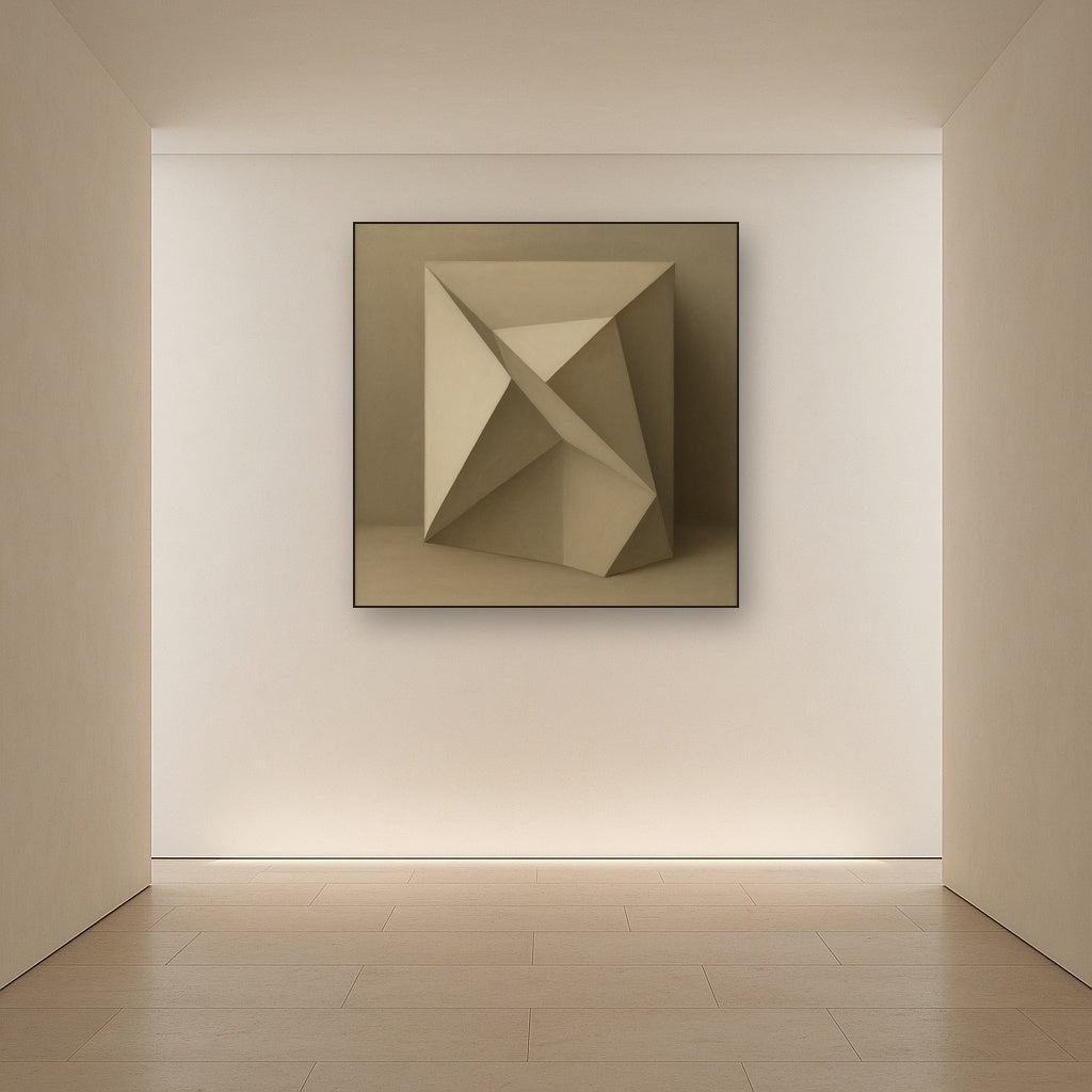 Folded Paper Geometry in Neutral Gradient Shadows No. 5 Oil Painting - View 5