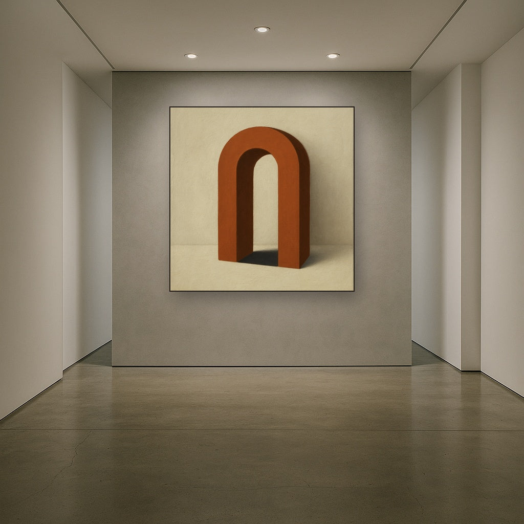 Terracotta Clay & Cream Arch No. 4 - Modern Fine Art Oil Painting - View 5