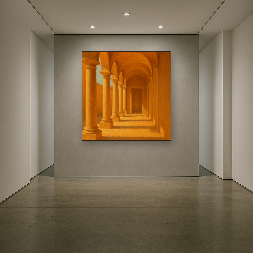 Minimalist Colonnade in Terracotta Oil Painting - View 5