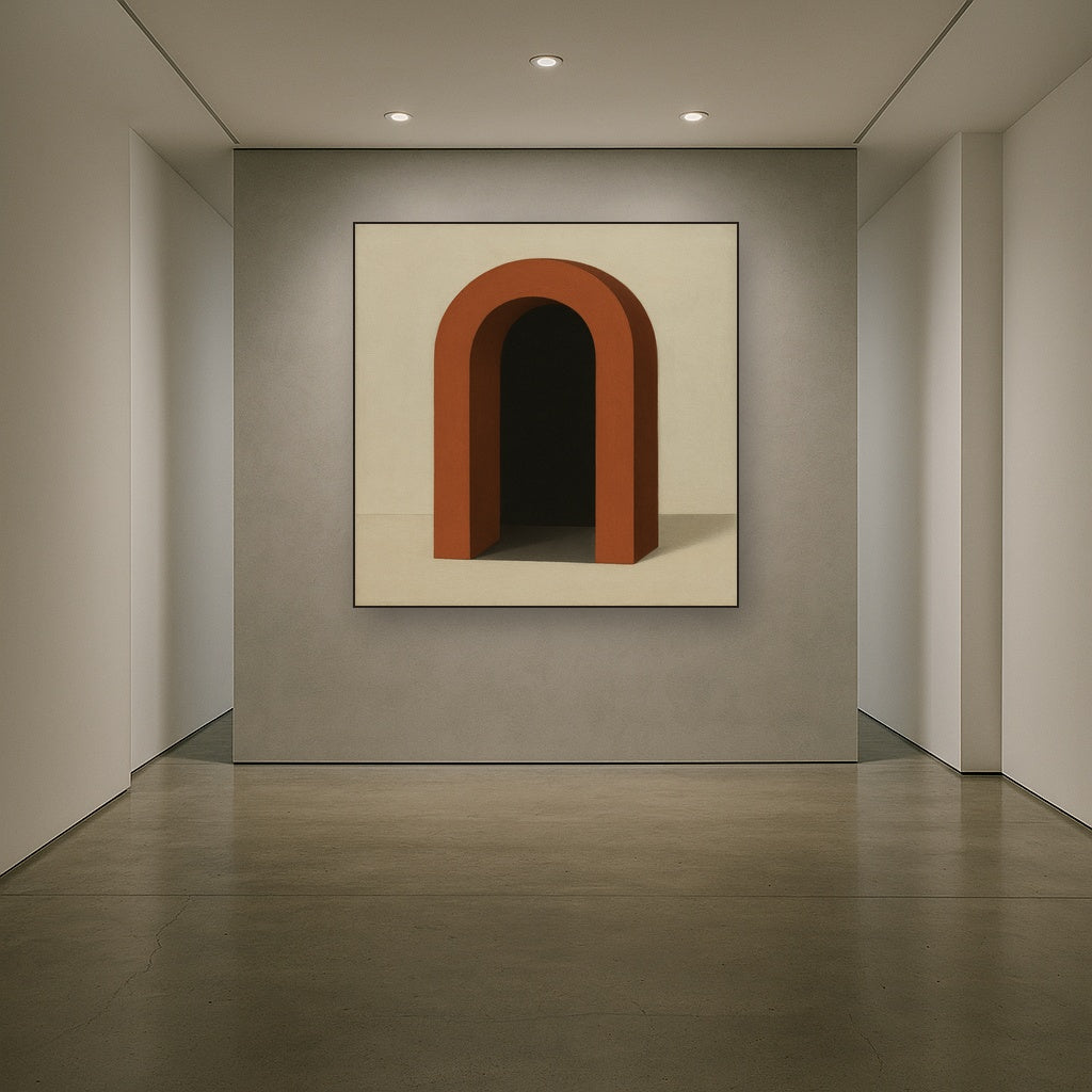 Terracotta Clay & Cream Arch No. 4 - Modern Fine Art Oil Painting - View 5