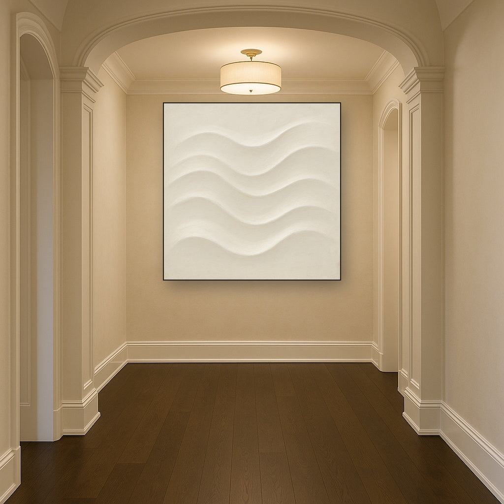 Monochrome Wave Relief No. 2 - Modern Fine Art Oil Painting - View 5