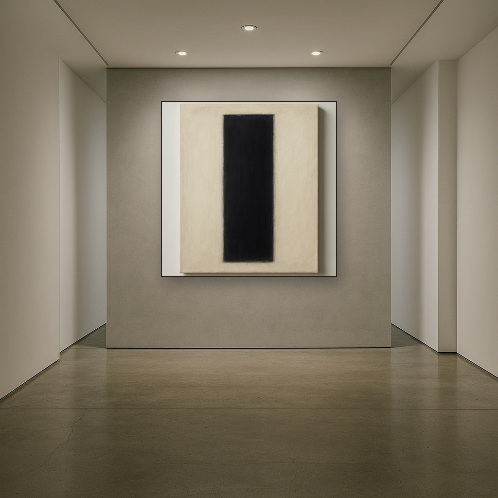 Deep Charcoal & Bone Monolith No. 1 - Modern Fine Art Oil Painting - View 5
