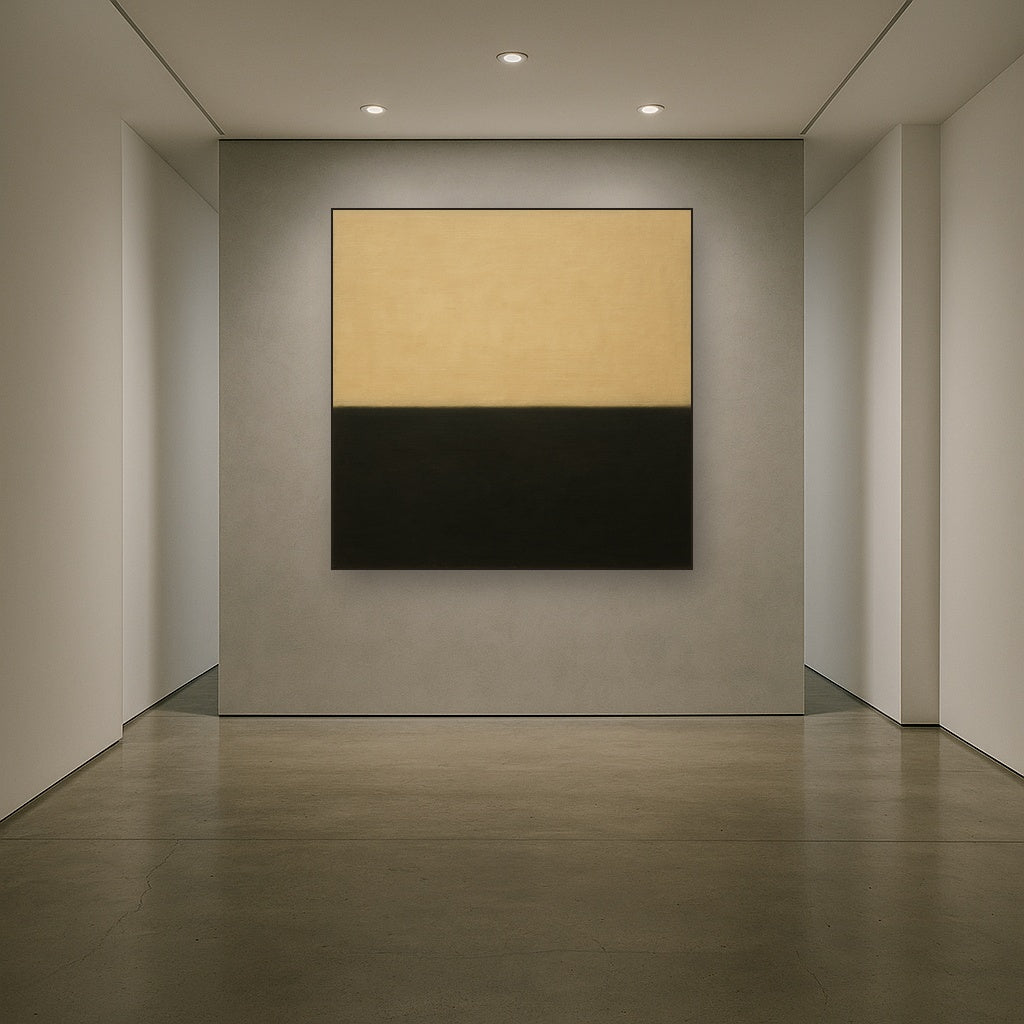 Onyx & Warm Biscuit Horizon No. 9 - Modern Fine Art Oil Painting - View 5