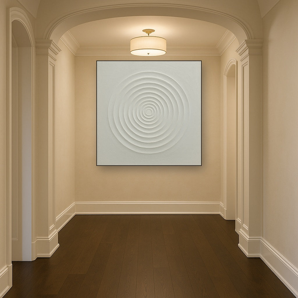 Concentric Zen Circles in Ivory No. 8 - Modern Fine Art Oil Painting - View 5