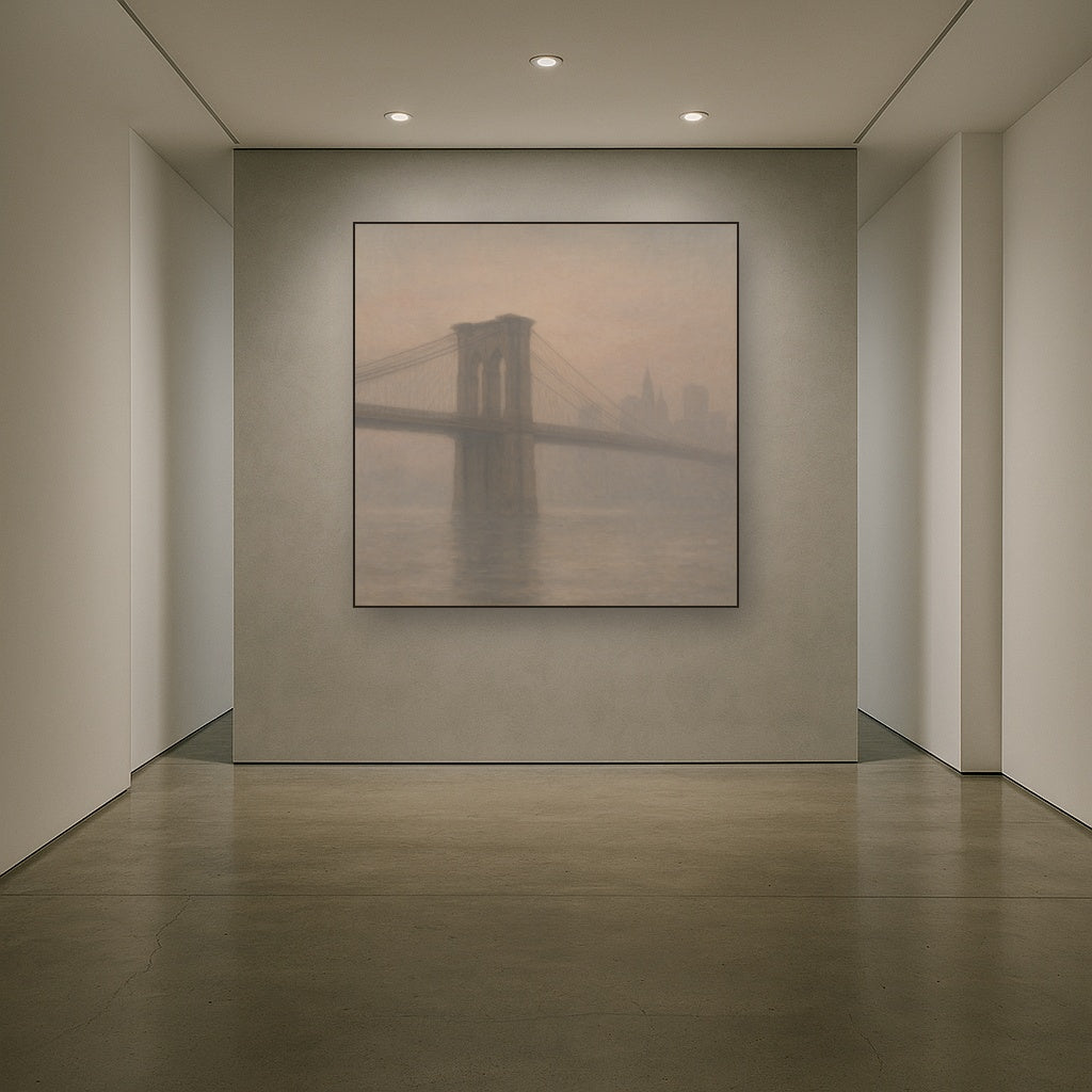 Brooklyn Bridge in Morning River Mist No. 12 Oil Painting - View 5