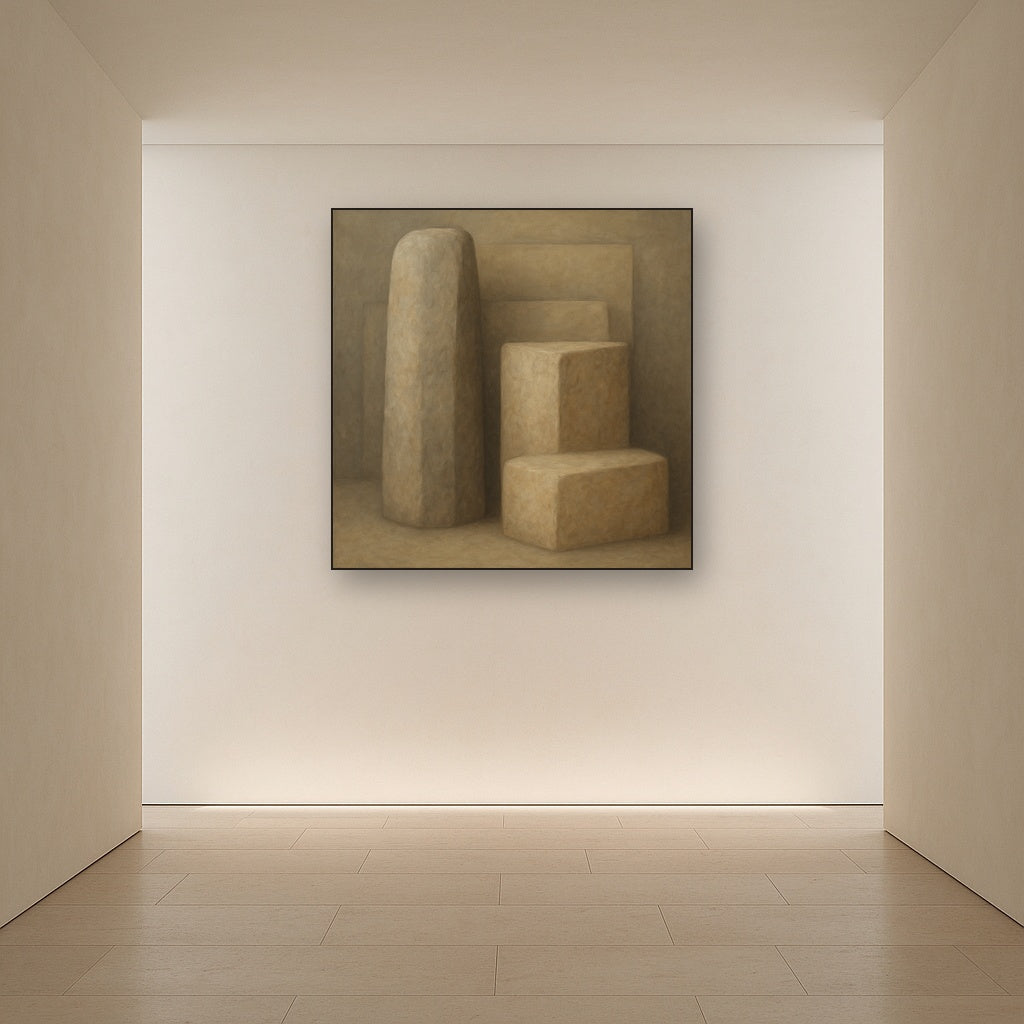 Driftwood Grey & Weathered Stone Monolith No. 24 Oil Painting - View 5