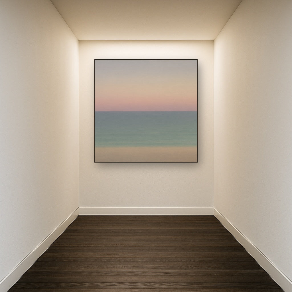 Dusk Horizon in Pale Lavender & Slate No. 3 - Modern Fine Art Oil Painting - View 5