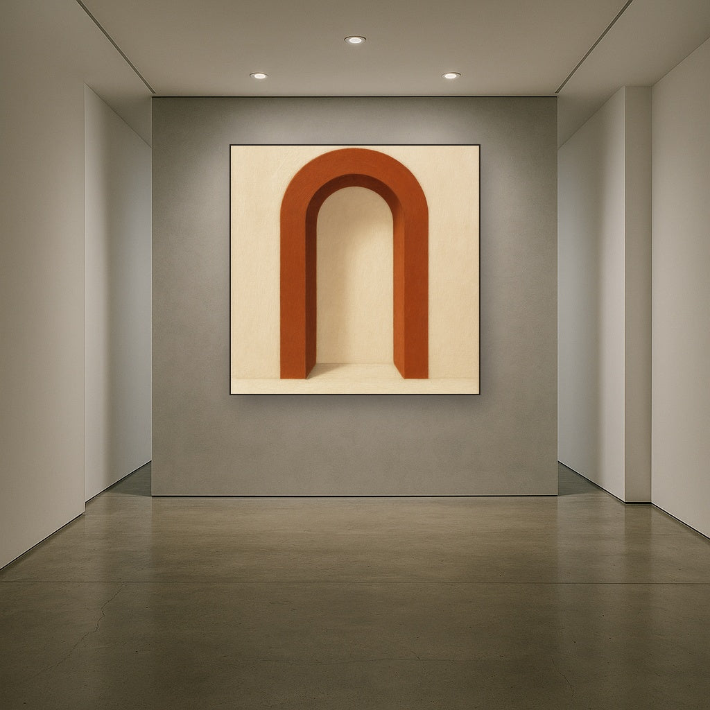 Terracotta Clay & Cream Arch No. 4 - Modern Fine Art Oil Painting - View 5