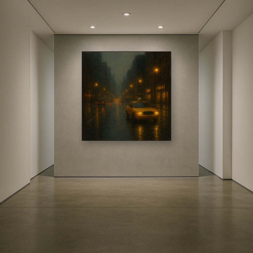 Rain-Drenched Manhattan Avenue Lights No. 3 Oil Painting - View 5