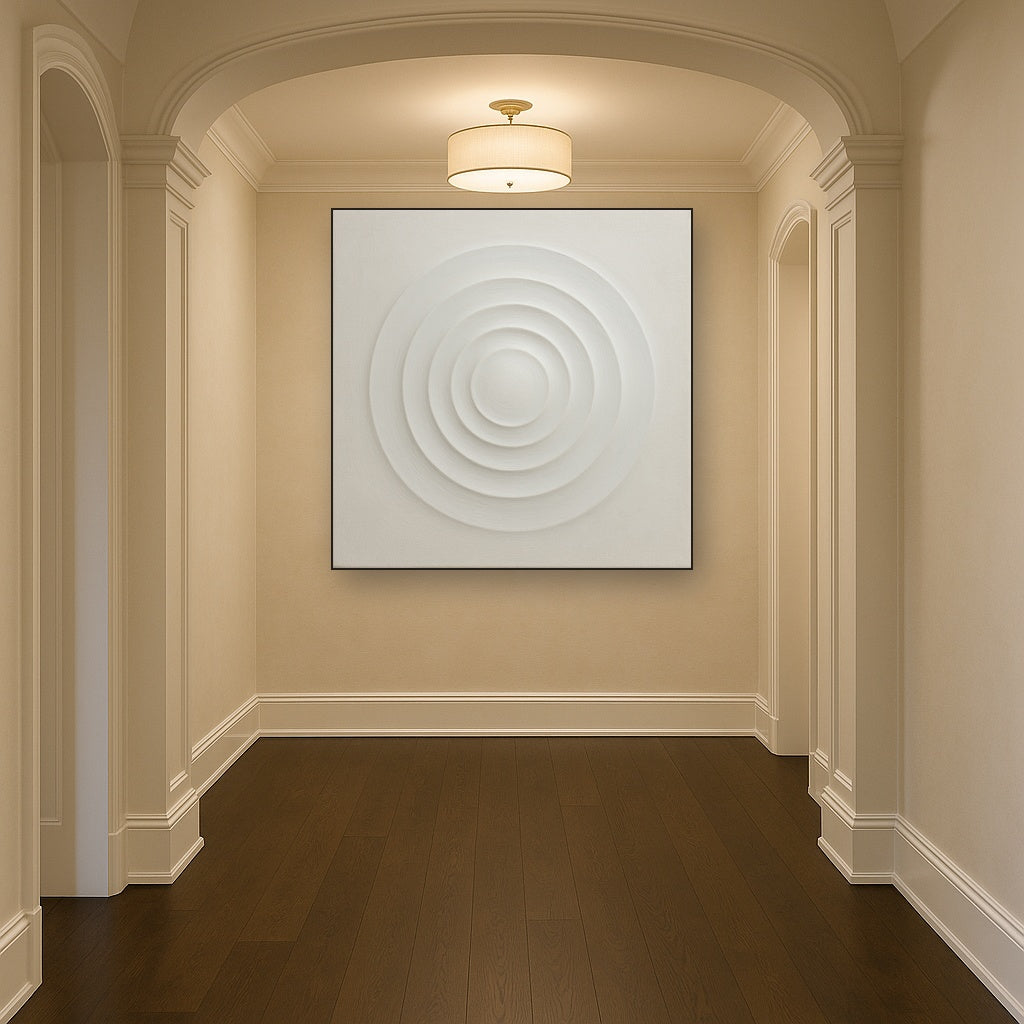 Concentric Zen Circles in Ivory No. 8 - Modern Fine Art Oil Painting - View 5