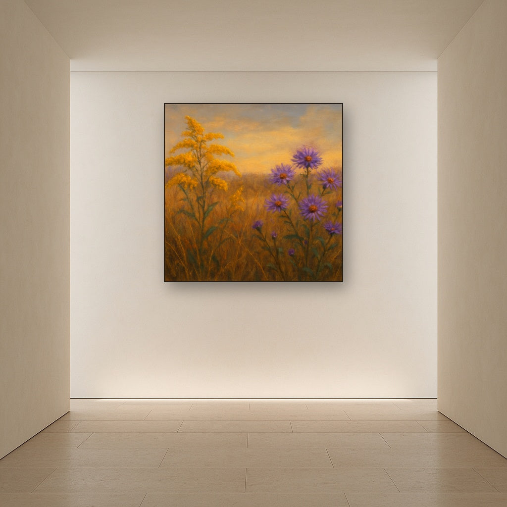 Goldenrod & Autumn Asters in Rustic Meadow No. 13 Fine Art Oil Painting - View 5