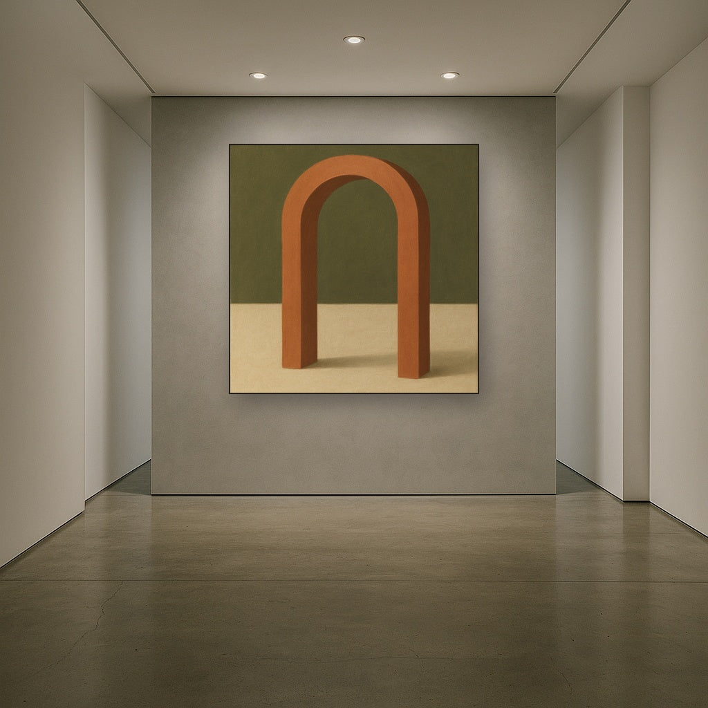 Terracotta Clay & Cream Arch No. 4 - Modern Fine Art Oil Painting - View 5