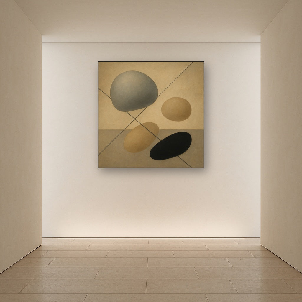 Organic Pebble Contours & Slanted Lines No. 3 Oil Painting - View 5