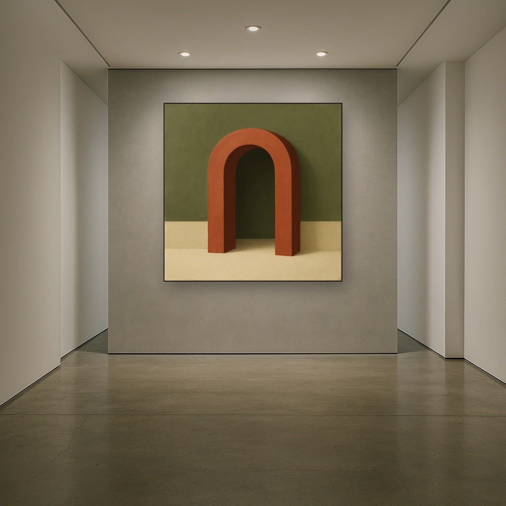 Terracotta Clay & Cream Arch No. 4 - Modern Fine Art Oil Painting - View 5