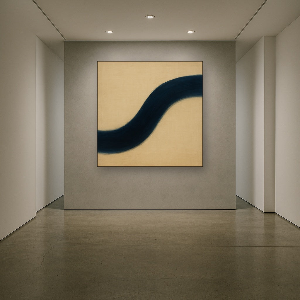 Navy Indigo & Warm Sand Sweep No. 2 - Modern Fine Art Oil Painting - View 5
