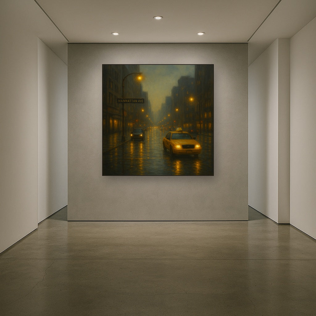 Rain-Drenched Manhattan Avenue Lights No. 20 Oil Painting - View 5