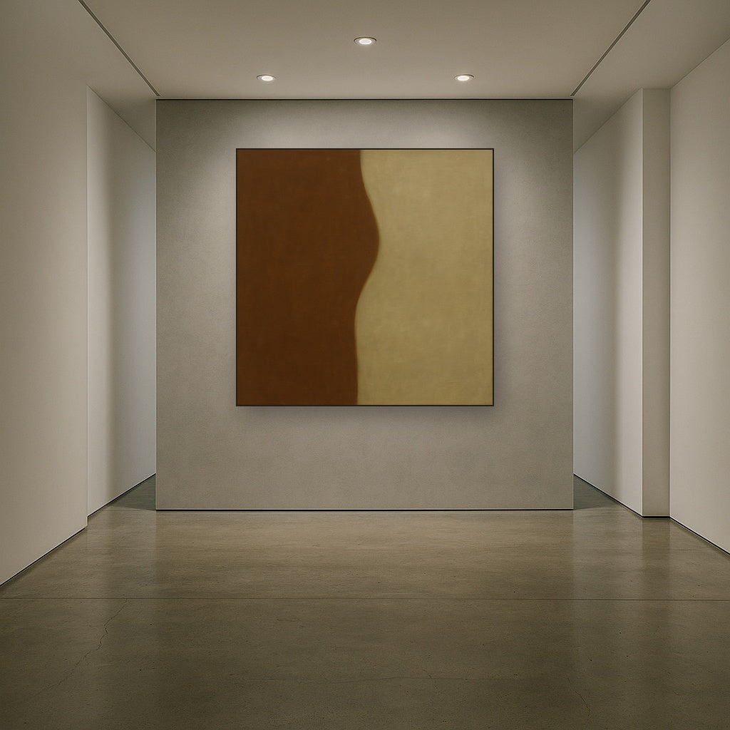 Burnt Umber & Greige Duet No. 7 - Modern Fine Art Oil Painting - View 5
