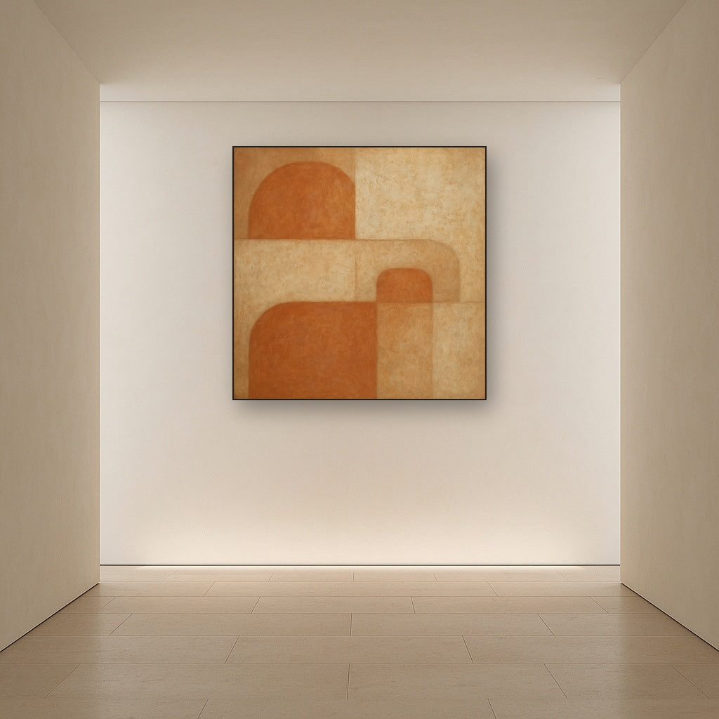 Earthy Terracotta & Weathered Plaster Wash No. 2 Oil Painting - View 5