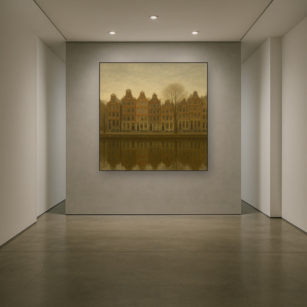 Amsterdam Canal Houses Under Overcast Sky No. 7 Oil Painting - View 5