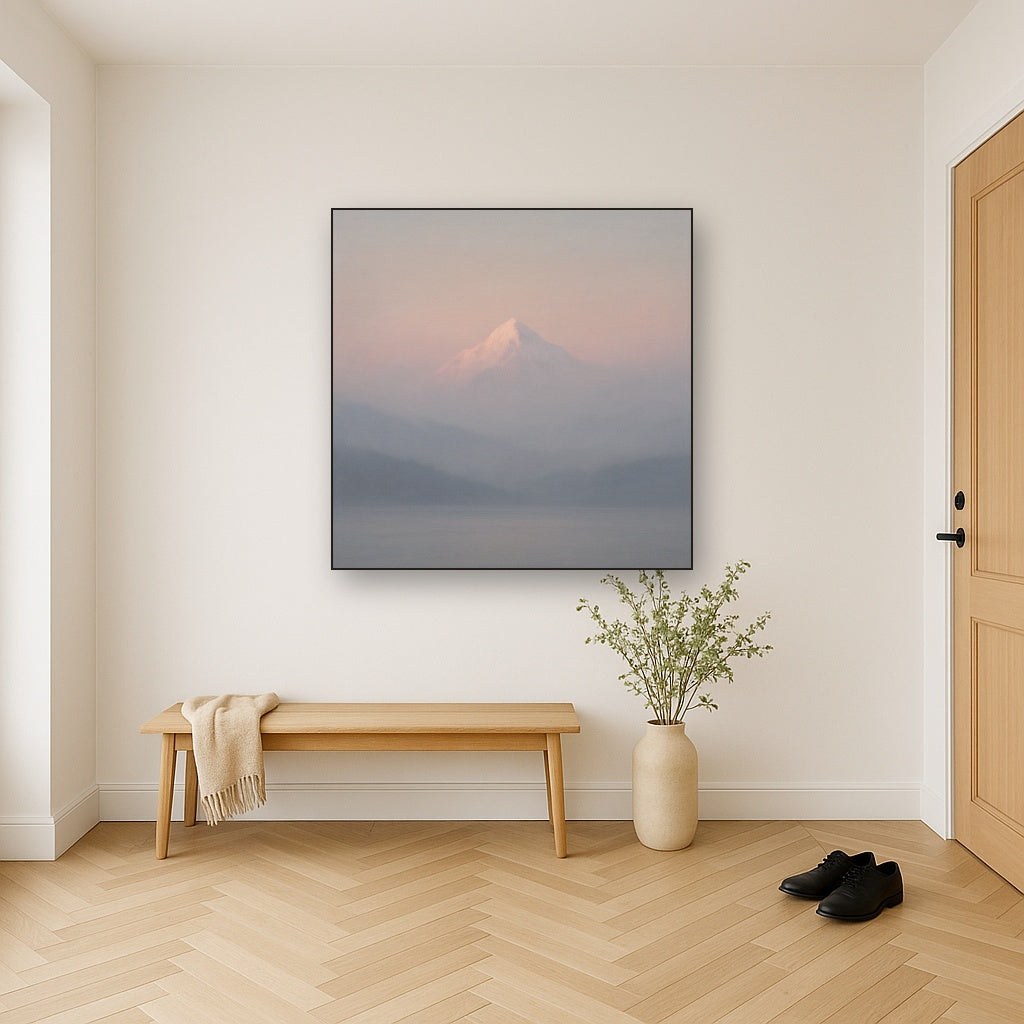 Pale Alpenglow over Distant Glacial Peak No. 10 Oil Painting - View 5