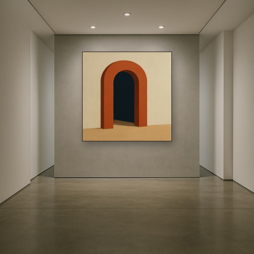 Terracotta Clay & Cream Arch No. 4 - Modern Fine Art Oil Painting - View 5