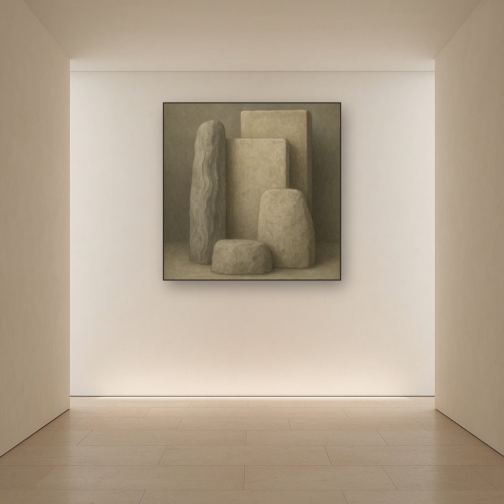 Driftwood Grey & Weathered Stone Monolith No. 6 Oil Painting - View 5