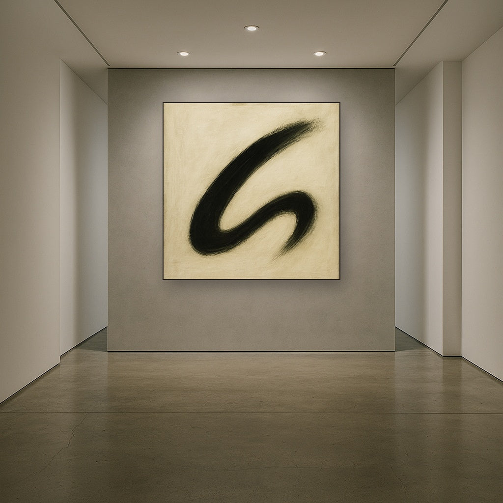 Monochrome Brushstroke Void No. 5 - Modern Fine Art Oil Painting - View 5