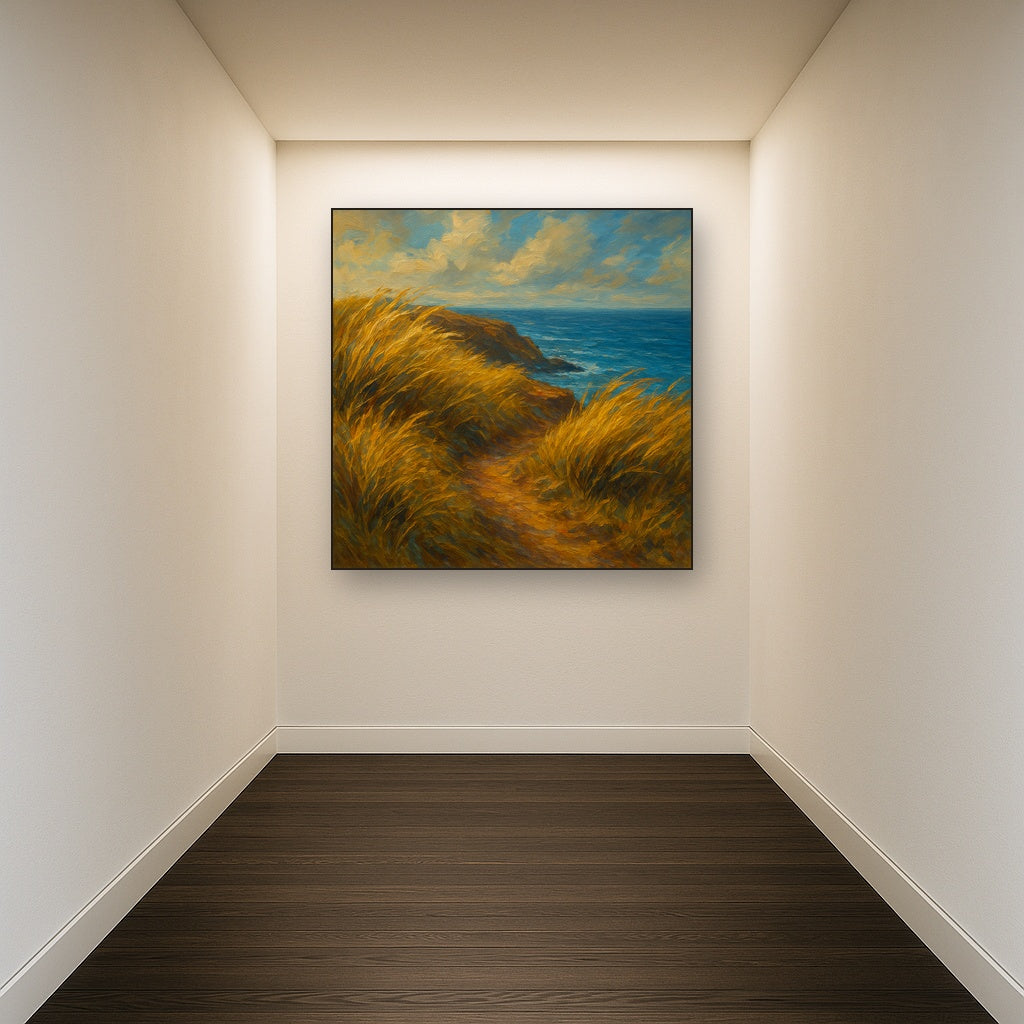Wild Coastal Grasses on Windswept Bluff No. 8 Fine Art Oil Painting - View 5