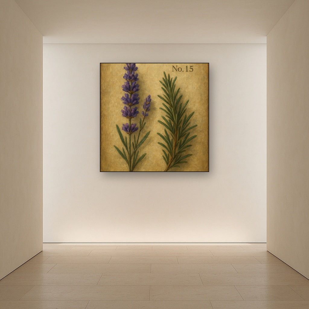 Vintage French Herbarium Lavender & Rosemary No. 15 Fine Art Oil Painting - View 5