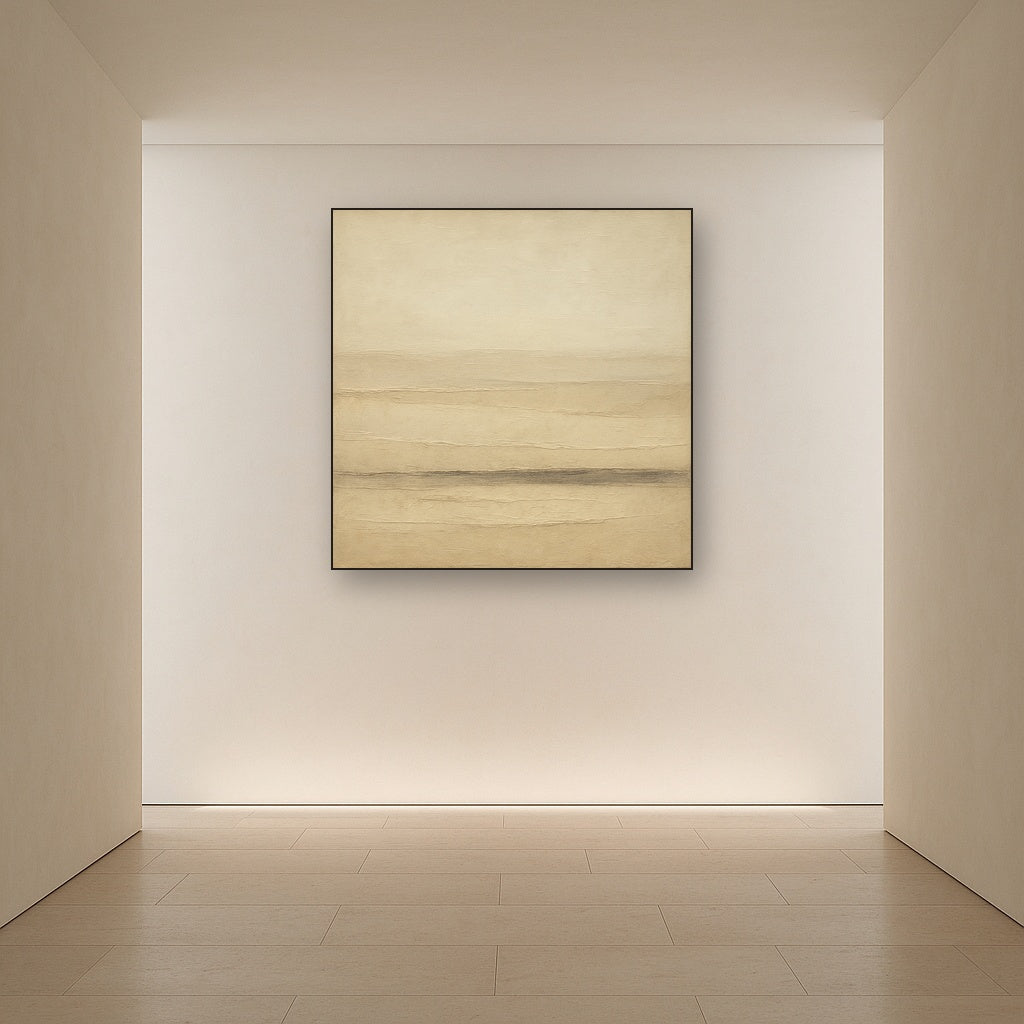 Raw Limestone Horizon & Washed Linen No. 16 Oil Painting - View 5