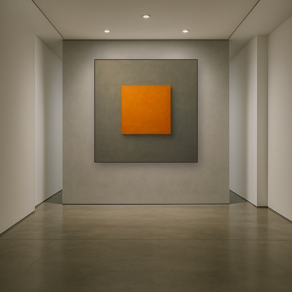 Cadmium Amber & Slate Grey Block No. 10 - Modern Fine Art Oil Painting - View 5