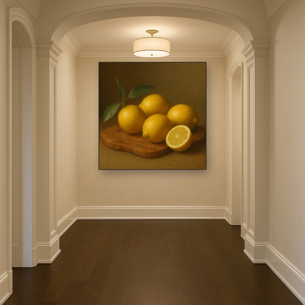 Meyer Lemons on Olive Wood Board No. 2 Oil Painting - View 5