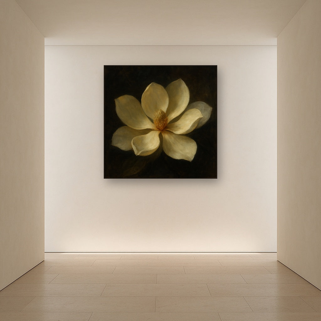 Magnolia Blossom in Quiet Chiaroscuro No. 6 Fine Art Oil Painting - View 5