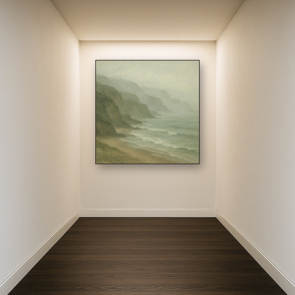 Morning Mist Over Pacific Shore Seascape Oil Painting - View 5