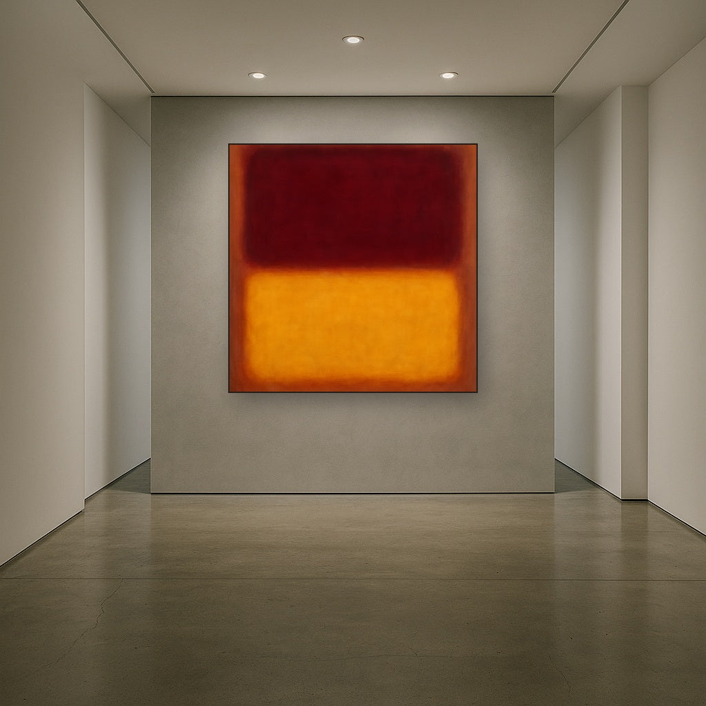 Crimson Burgundy & Saffron Gold Color Vibrations No. 4 Oil Painting - View 5