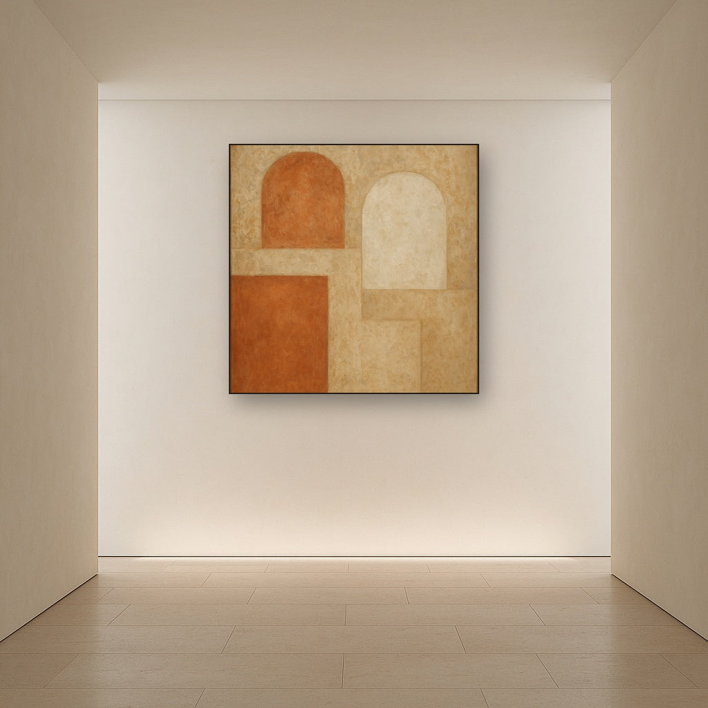 Earthy Terracotta & Weathered Plaster Wash No. 9 Oil Painting - View 5