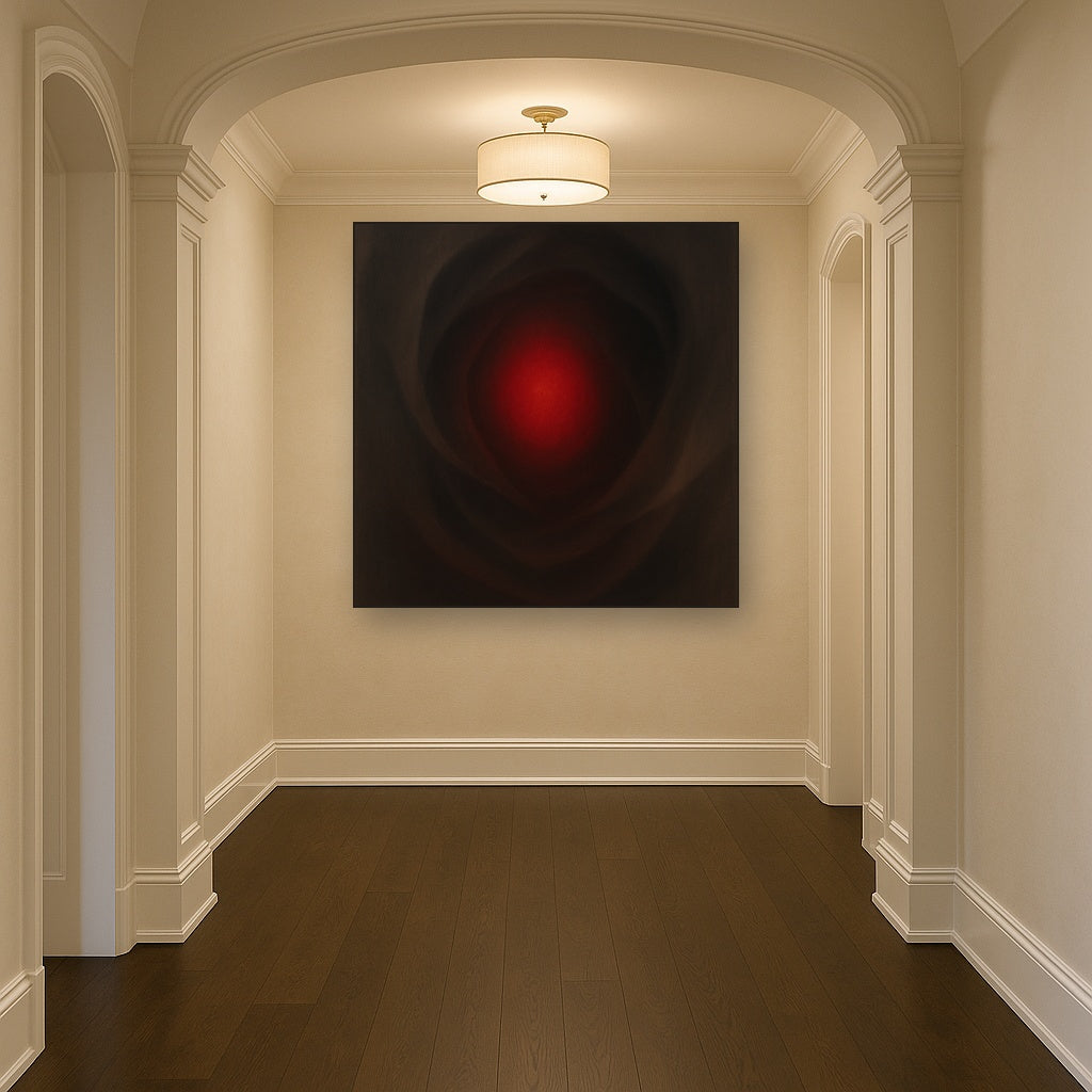 Smoky Ruby & Warm Obsidian Veils No. 2 Oil Painting - View 5