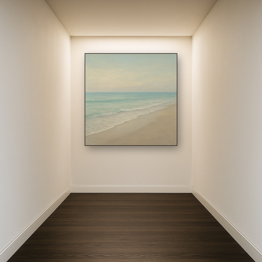 Tranquil Morning Tide over Soft Sand Beach No. 4 Fine Art Oil Painting - View 5