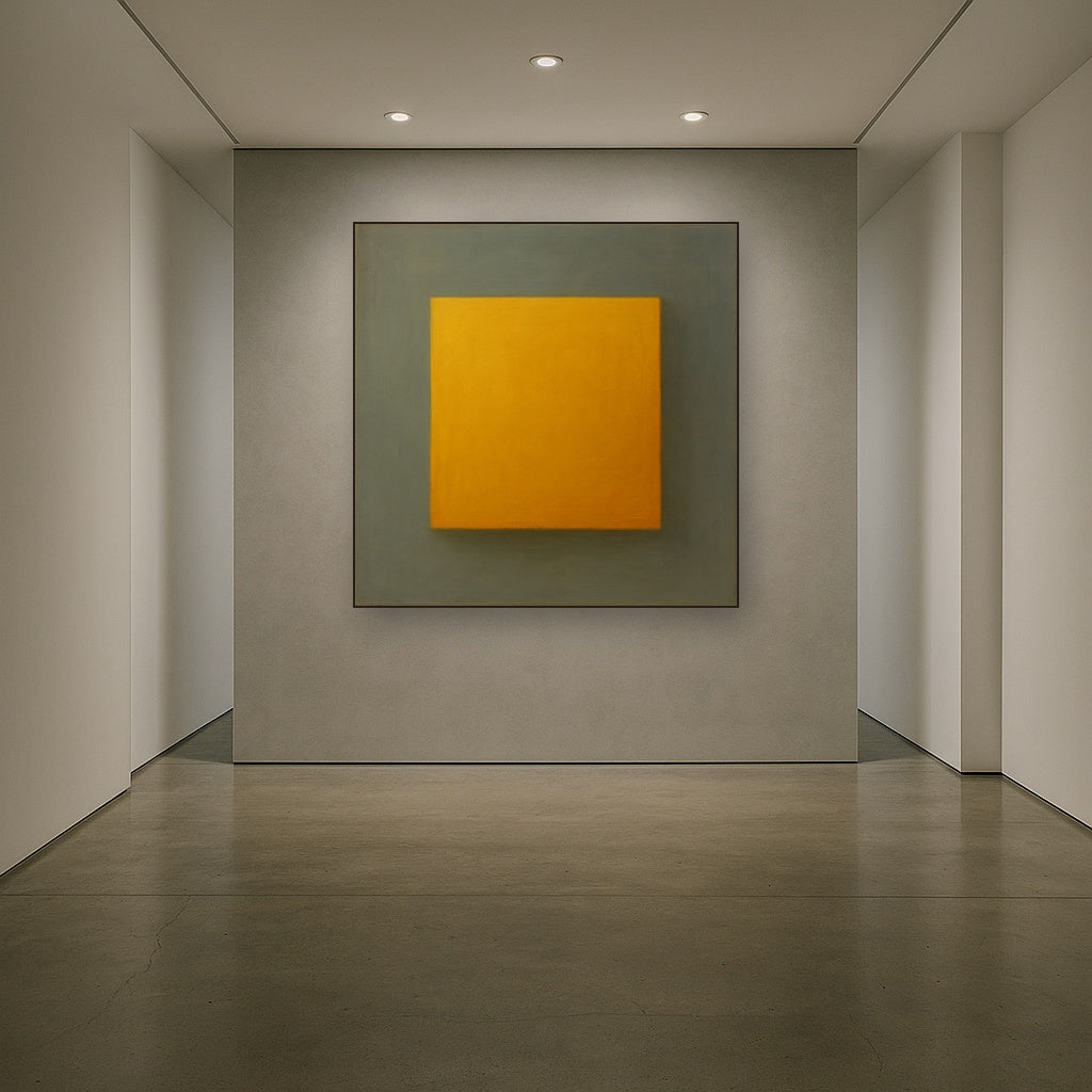 Cadmium Amber & Slate Grey Block No. 10 - Modern Fine Art Oil Painting - View 5